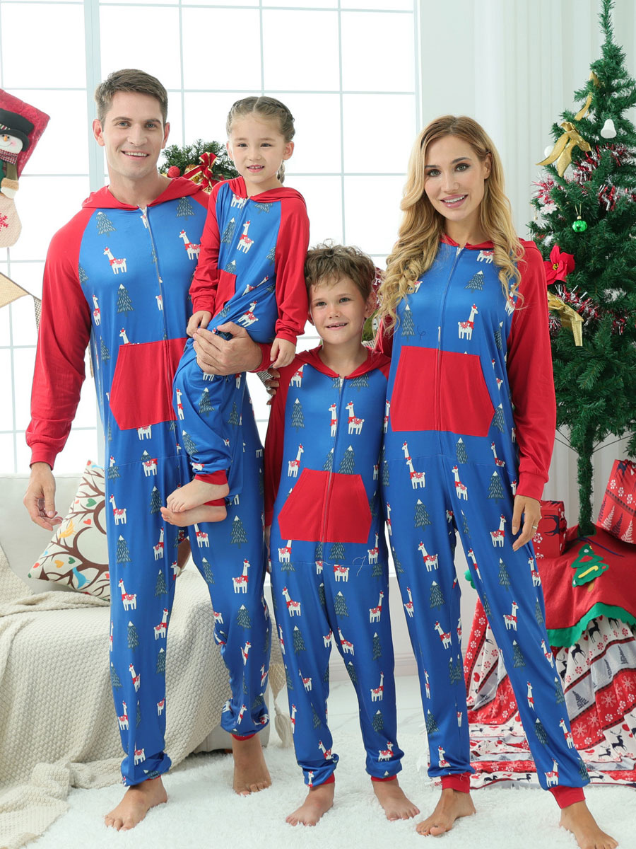 Mono de patrón navideño para adultos y bebés de pijamas familiares -