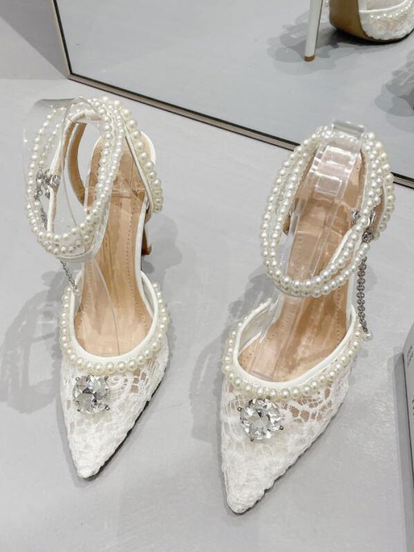 Chaussures à Talons Jason Wu 'Stella' - Dentelle Noire & Nude, Bride Cheville, Perles, Neuves