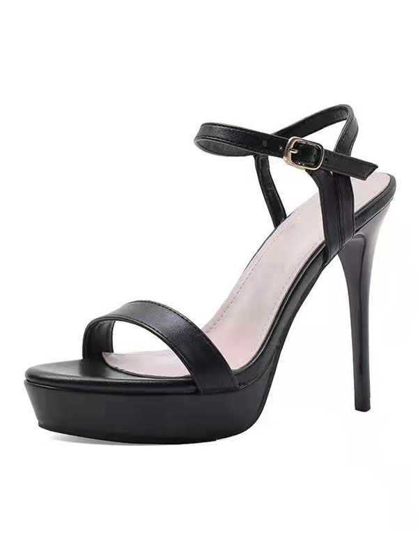 Chaussures Chaussures femme | Sandales femme noir plateforme talon haut boucle réglable - LW08341