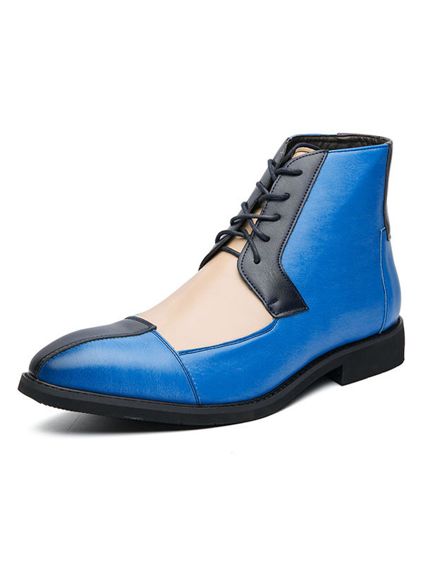 Shoes Men's Shoes | Men's Color Block Lace Up Cap Toe Ankle Boots - BK01565