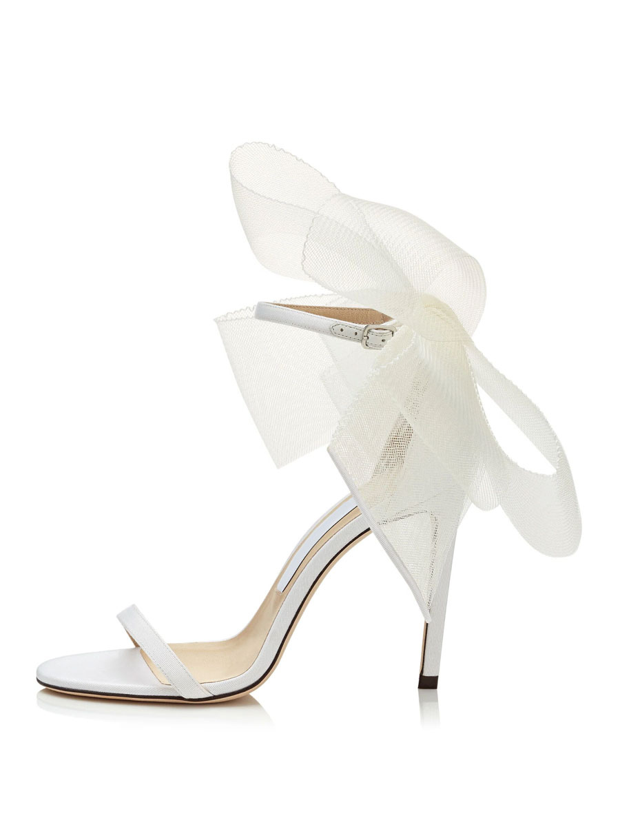 Chaussures Chaussures femme | Sandales à talon aiguille avec bride à la cheville pour femmes avec nœuds mariage Chaussures de mariée - FF40099