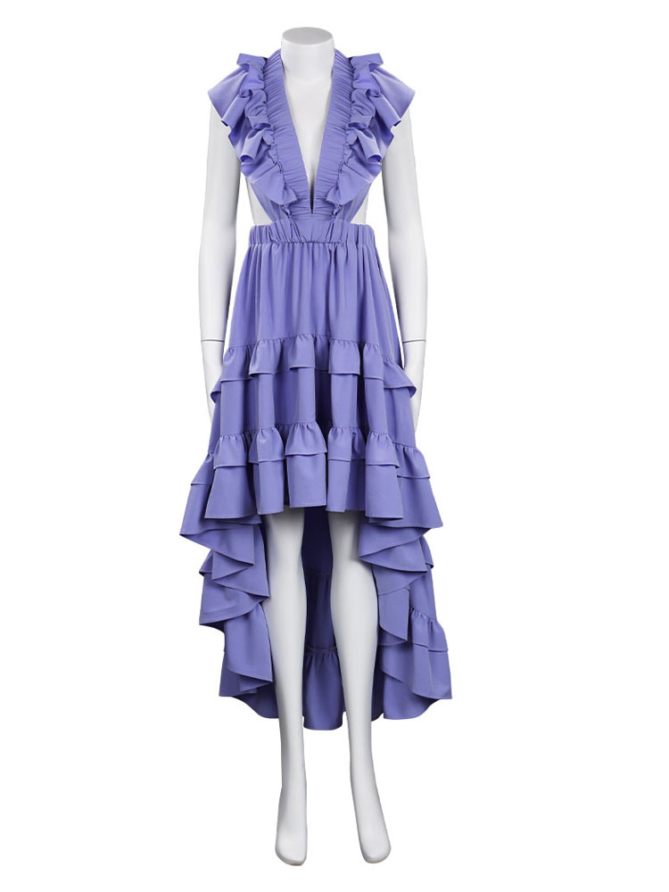 Women's Clothing Dresses | Maxi Dress V-Neck Sleeveless Polyester Retro Layered Long Dress - QF22474