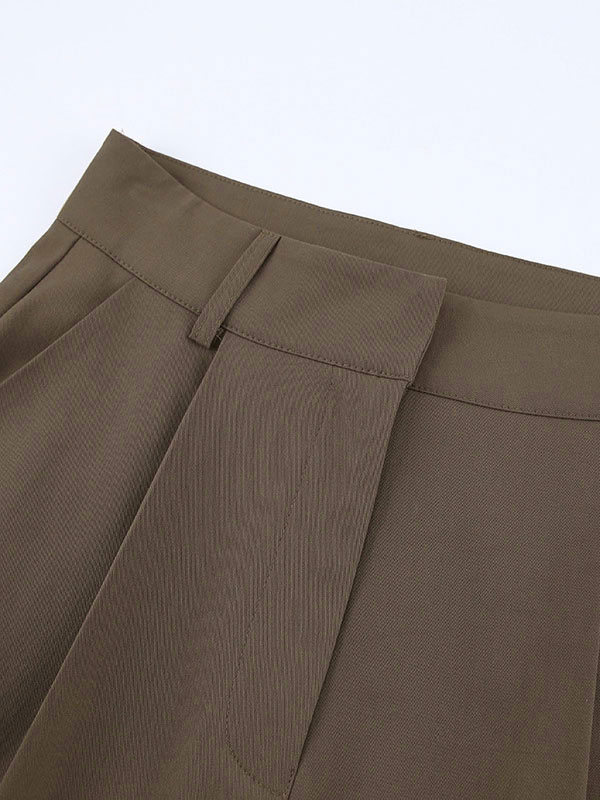 Women's Clothing Women's Bottoms | Pants Coffee Brown Polyester High Rise Waist Trousers - WQ61417