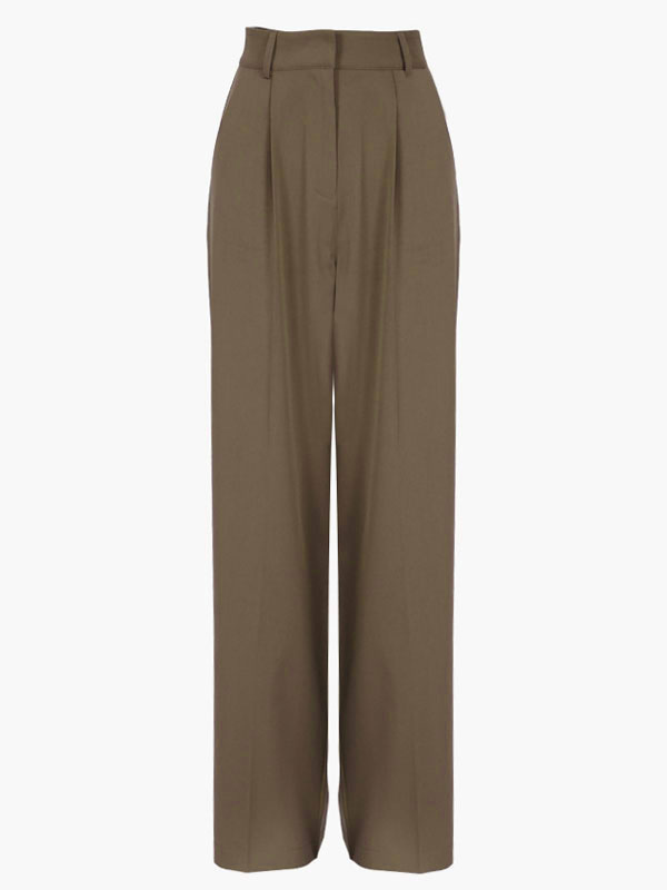 Women's Clothing Women's Bottoms | Pants Coffee Brown Polyester High Rise Waist Trousers - WQ61417