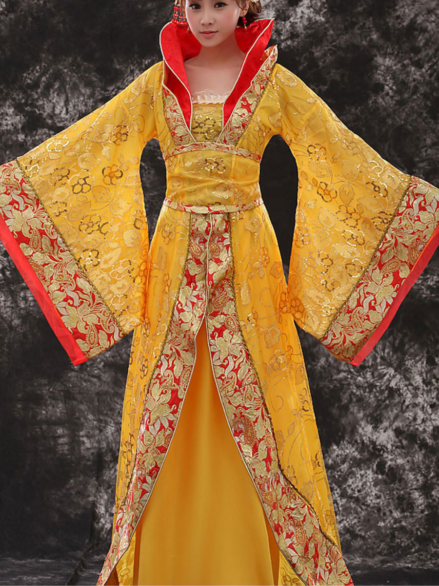 Female Costume, Traditional Yellow Hanfu Dress, Tang Tang Empress WuMeiNiang Cosplaly Costume, Asian costumes Milanoo.com