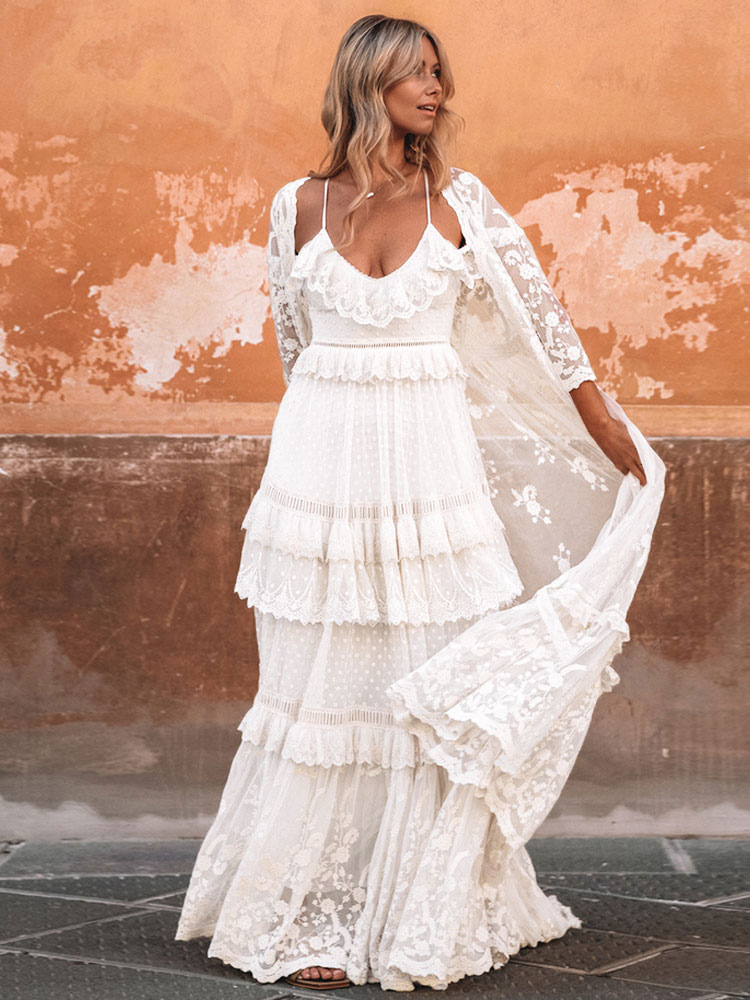 Boho Wedding Dress Suit 2022 V Neck