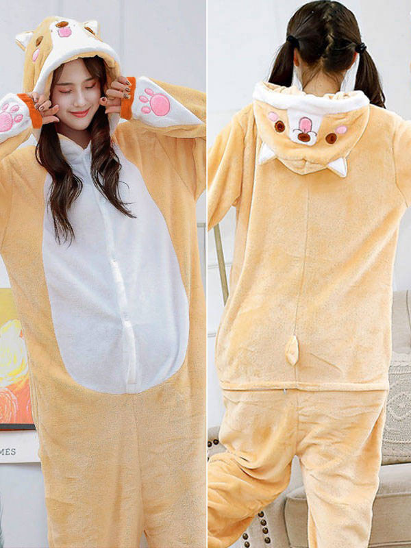 Flannel Shiba Inu Animal Pajamas Cartoon Kigurumi Cosplay Costume   Sleepwear