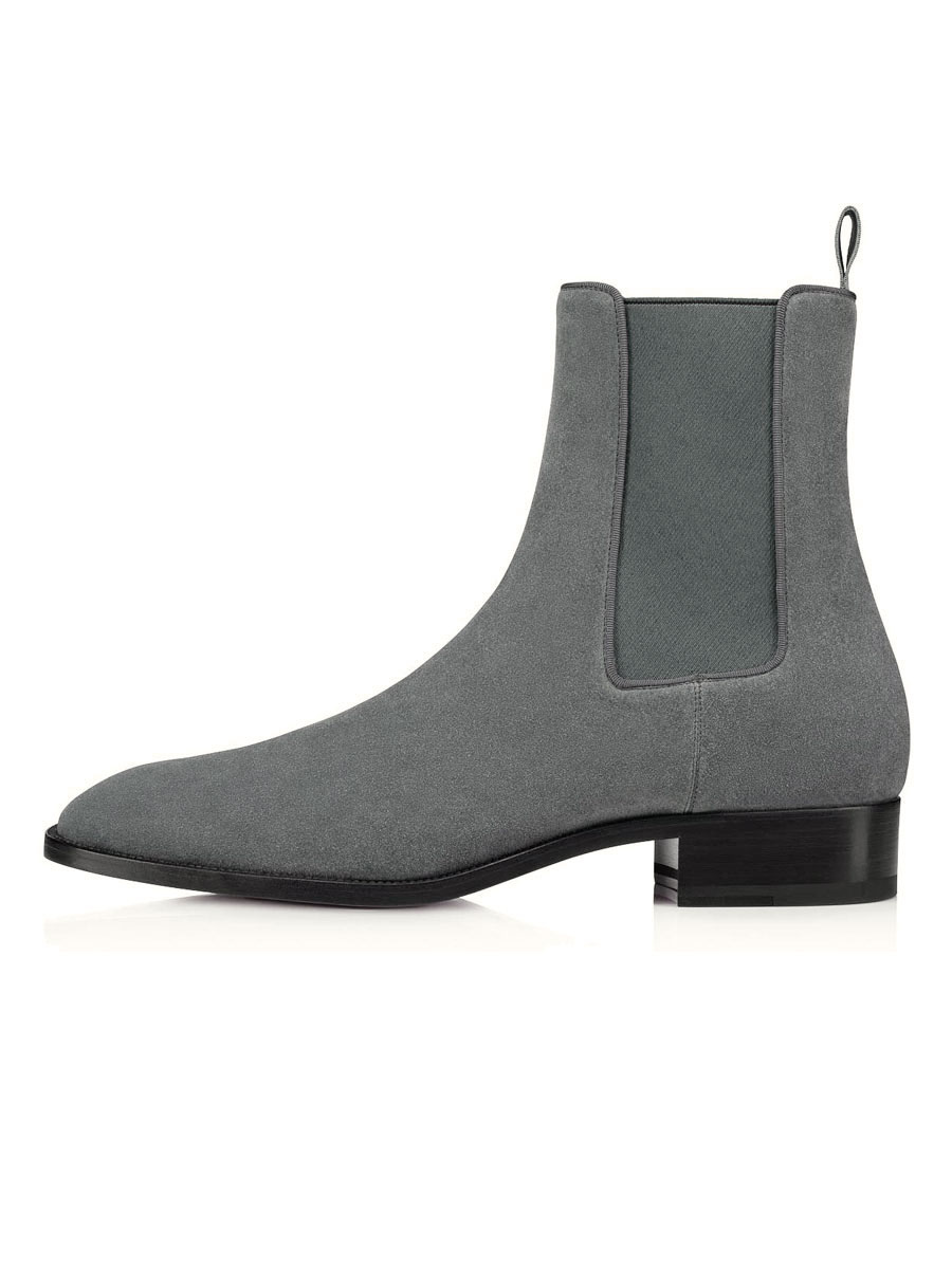 Men's Chelsea Dress Boots Grey Suede Ankle Boots