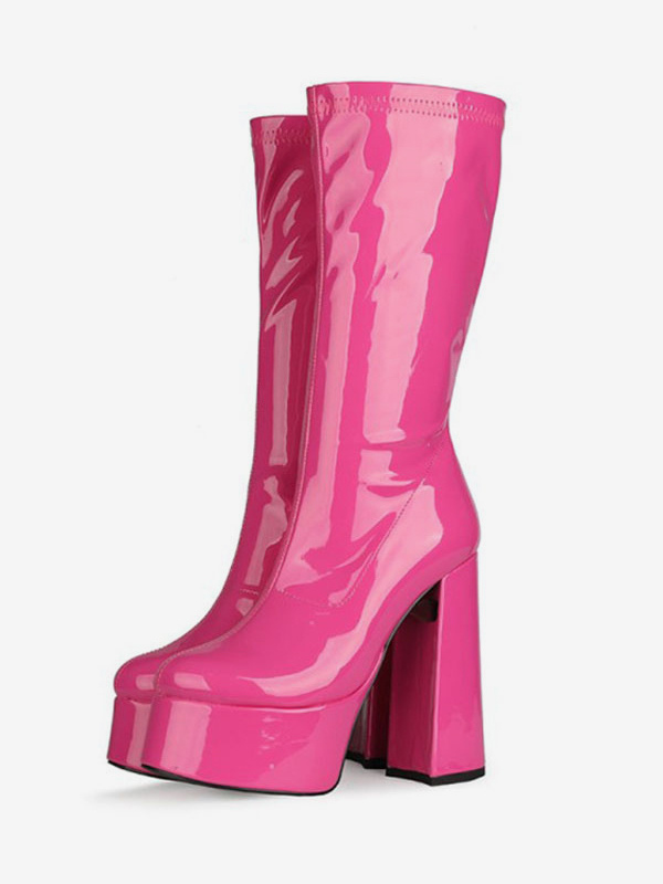 mid calf block heel booties