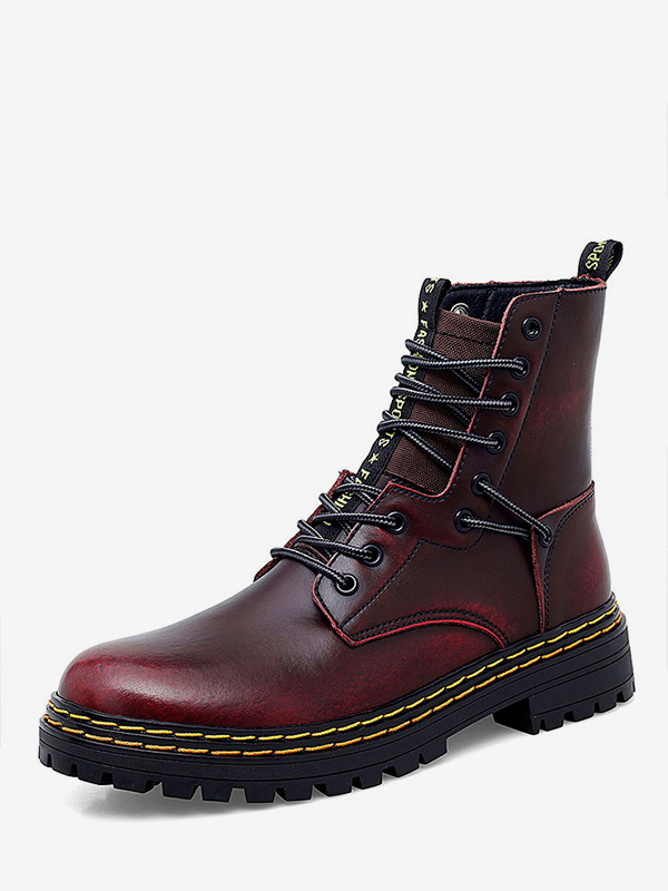 Men's Motorcycle Combat Platform Lace Up Martin Boots
