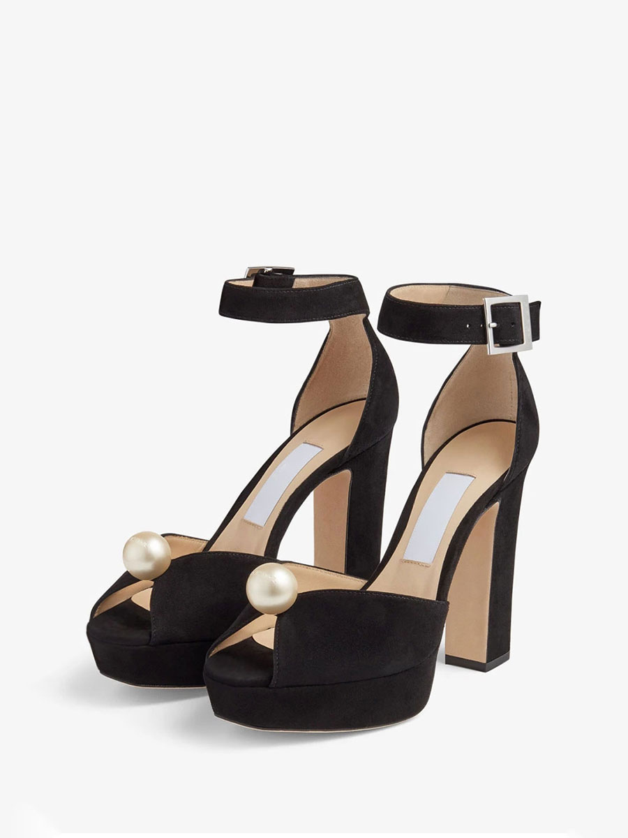 Sandalias de tacón para mujer Zapatos baile de graduación con punta cuadrada Zapatos fiesta con plataforma negra -