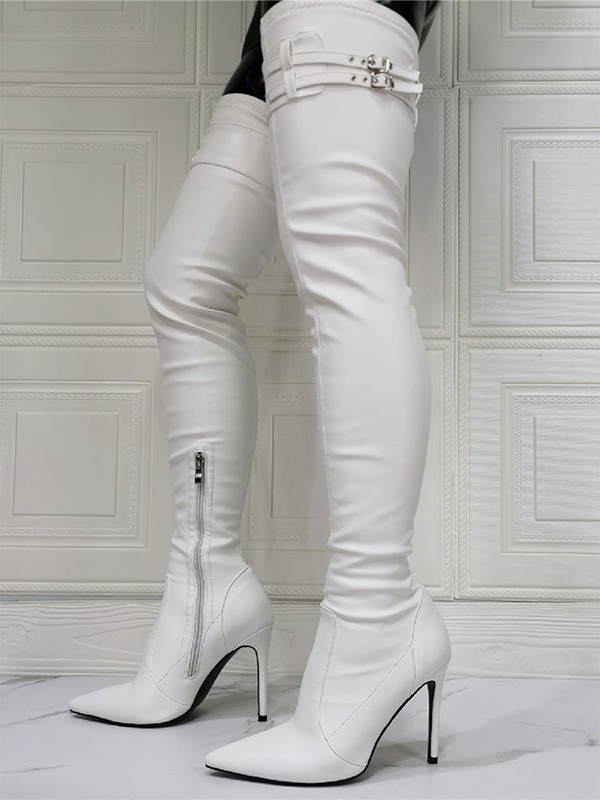 StivaliRodo in Pelle di colore Bianco Donna Scarpe da Stivali da Stivali al ginocchio 