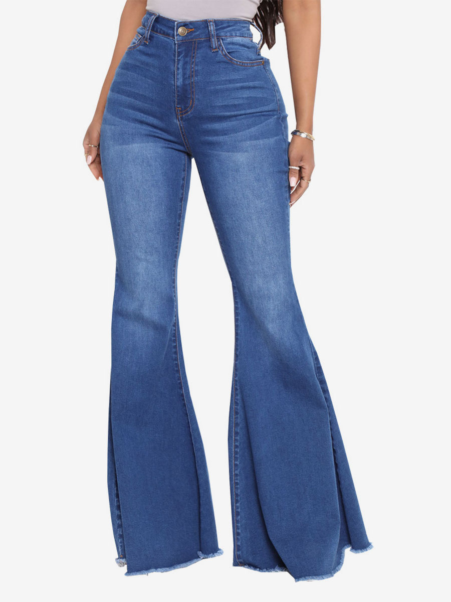 Pantaloni Flare In Pizzo Trasparente Donna - Vita Media Con Fondo A Campana - Sexy Per Feste, Discoteca E Serate