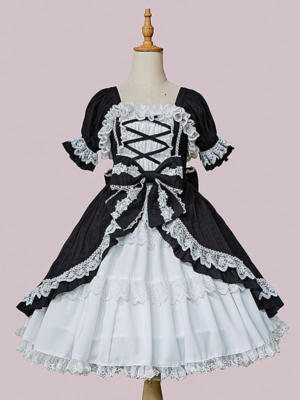 Robe Lolita Classique Coton Sans Manches Robes Lolita Noires