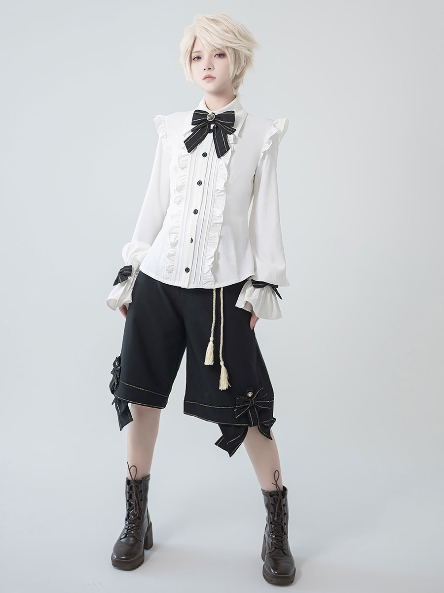 Pre-sell】 Gothic Lolita Ouji Fashion Bloomers Bows Straight Black Shorts -  Lolitashow.com