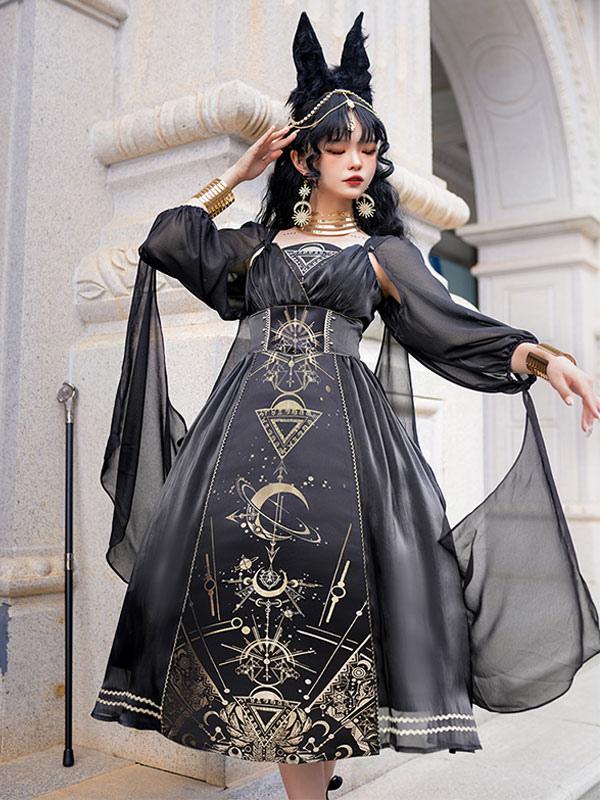 black and gold halloween dress BLACK & GOLD witches cape – Bowden Stores main image 0