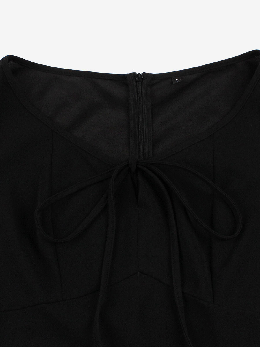 Jupes Rétro Années 50 Pour Femme, Style Hepburn, Taille Haute, à Lacets, évasées, Couleur Unie, Jupe Trapèze Rockabilly Swing, Noir/blanc, Petit