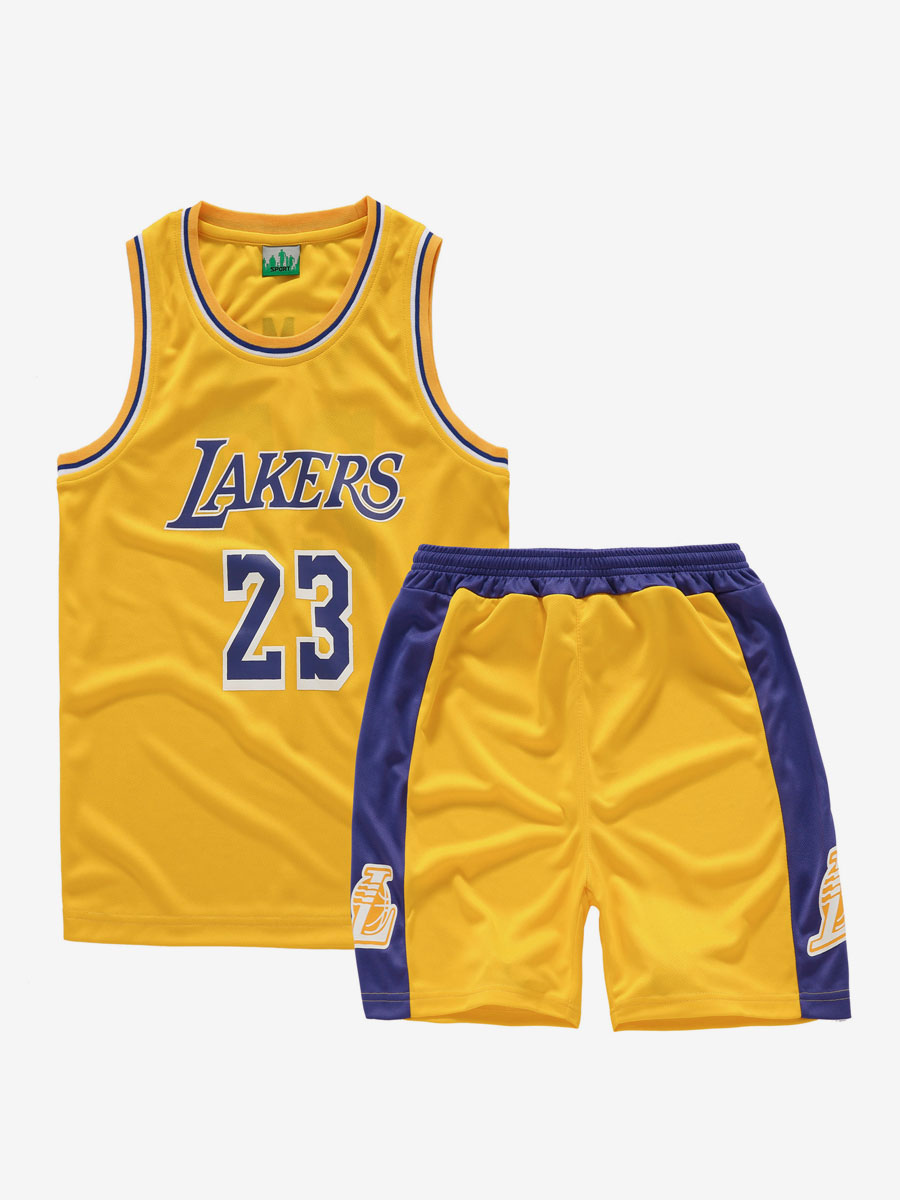 Number 23 LeBron James Men's Lakers Basketball Jersey 2 Pieces Short  Sleeves Letters Sportswear For Adults and Kids 2023 
