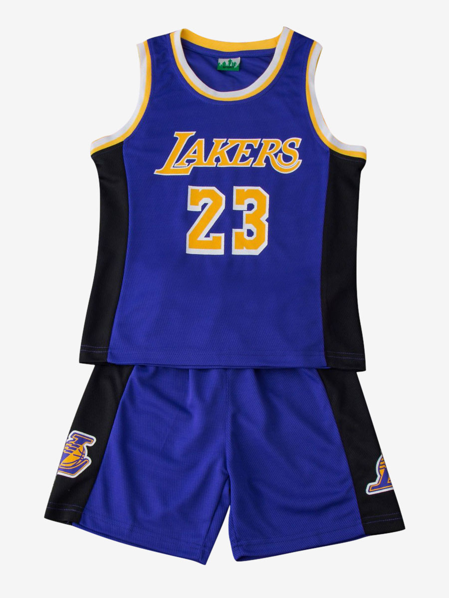 Cosplayshow Number 23 LeBron James Men's Lakers Basketball Jersey 2 Pieces Black Short Sleeves Sportswear for Adults and Kids 2023