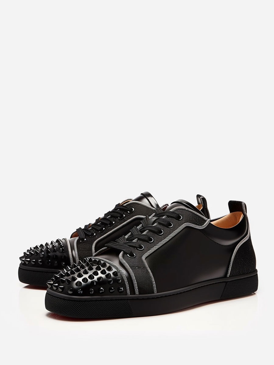Mens Round Toe Lace Up Sneakers With Spike - Milanoo.com