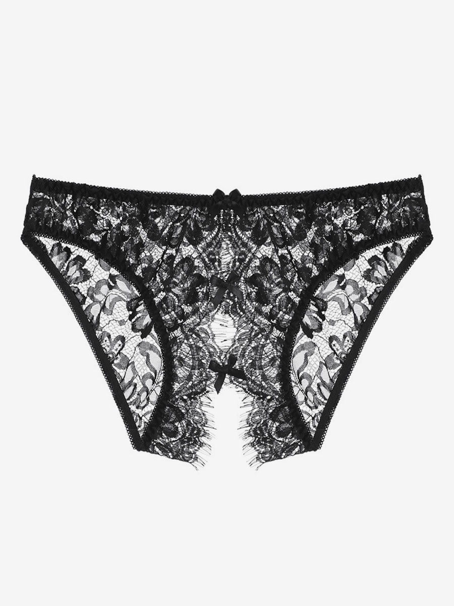 Lingerie Panties White Lace Bows Indoor Crotchless Sexy Adult's Panties ...