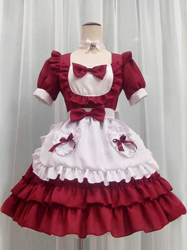 Robe Mignonne Lolita Robe à manches courtes en polyester