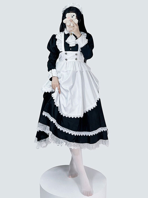 Gothique Lolita Robes Dentelle Volants Noir