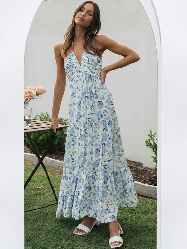 Maxi Flowers Sleeveless Shirt Dress