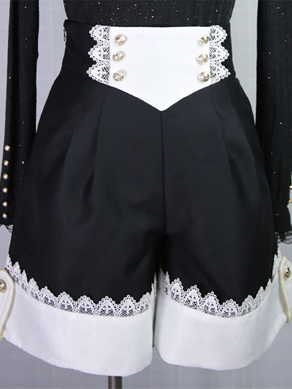 Short Bloomers Gothiques Lolita Pantalon Lolita Droit En Dentelle Noire