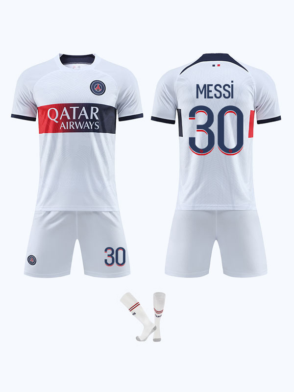 PSG Paris Saint Germain Messi 30 Football Kids Jersey Set (Qatar Blue)