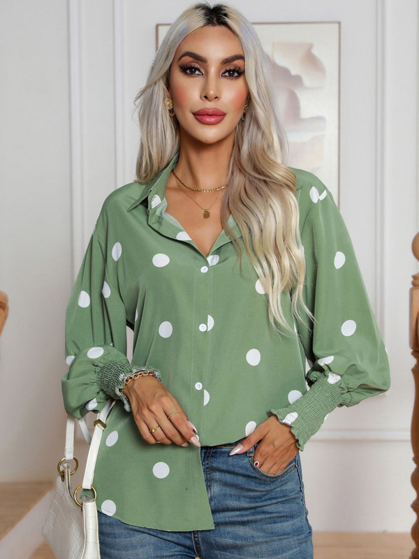 Green Polka Dot Blouse