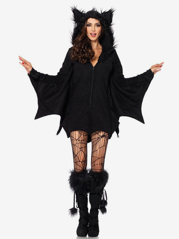Costume Chauve-souris Femme - Cape, Masque Dentelle, Boucles D'oreilles, Bandeau, Collier, Cosplay Halloween