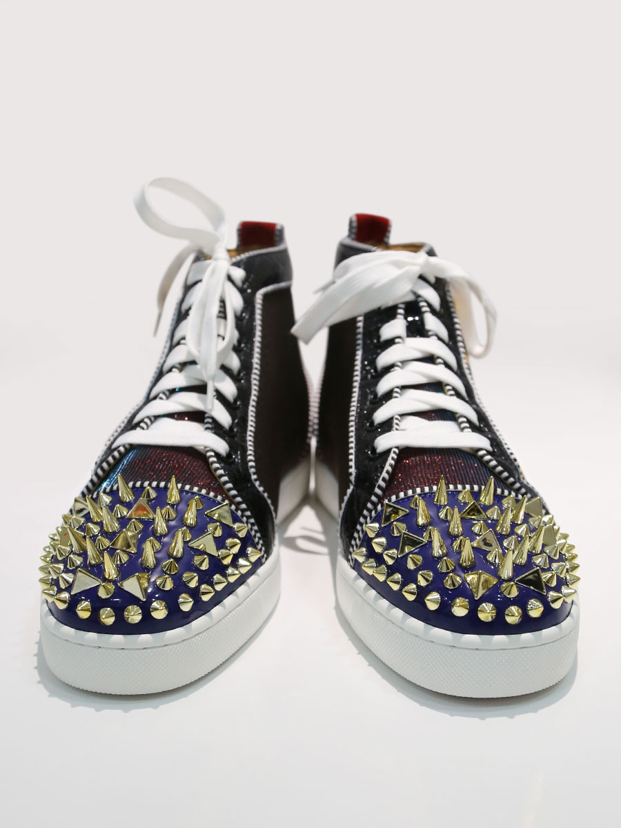 Mens Leopard Print Round Toe Lace Up High Top Sneakers with Rivets ...