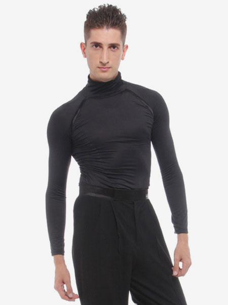 Costume de Danse Latine Noir Hommes Lait Soie Costume De Danse Top Déguisements Halloween