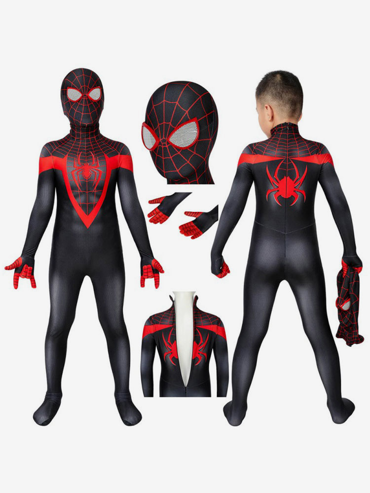 2023-enfants Miles Morales Costume Spiderman Cosplay Jumpsuit