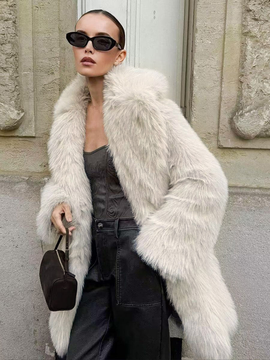 Cappotti invernali oversize con colletto in pelliccia sintetica bianca per  donna - Milanoo.com