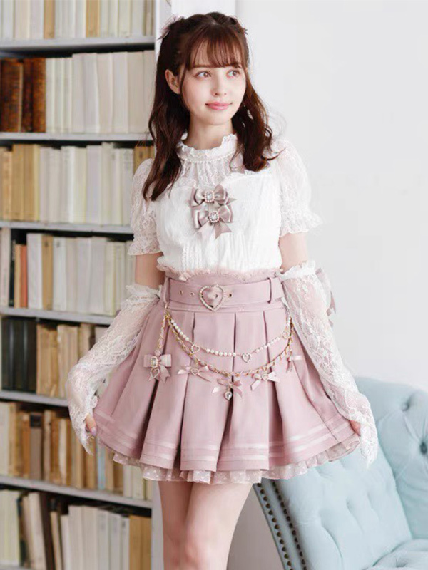 Jupes Lolita plissées à œillets blancs Steampunk Lolita SK