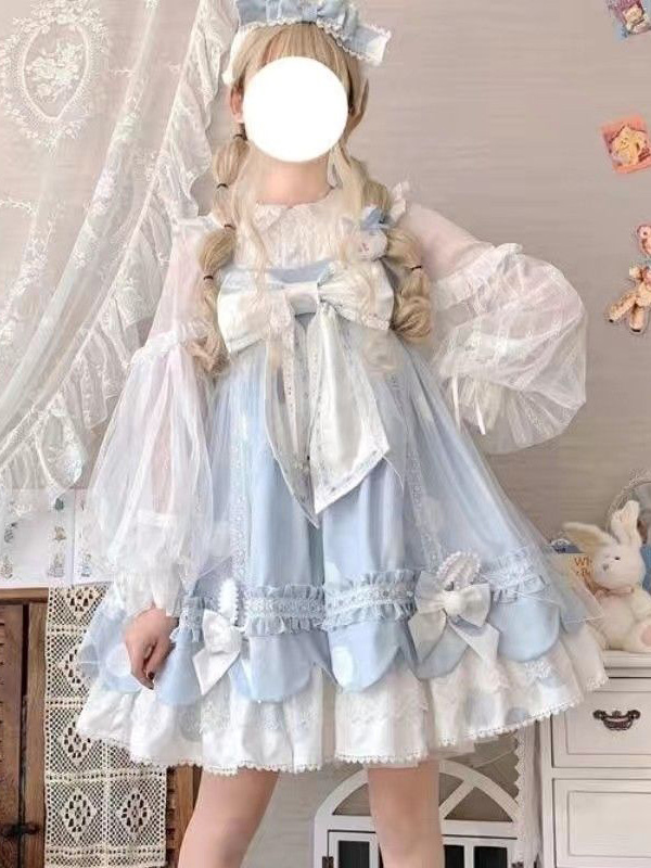 Robe Lolita douce en polyester pull sans manches robe Lolita de conte de fées