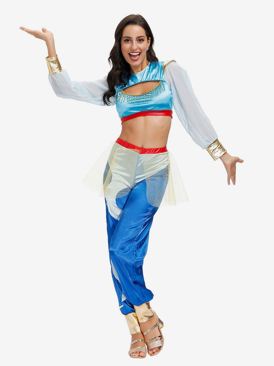 Costume de danse du ventre Jasmine Aladdin Halloween 2 pièces