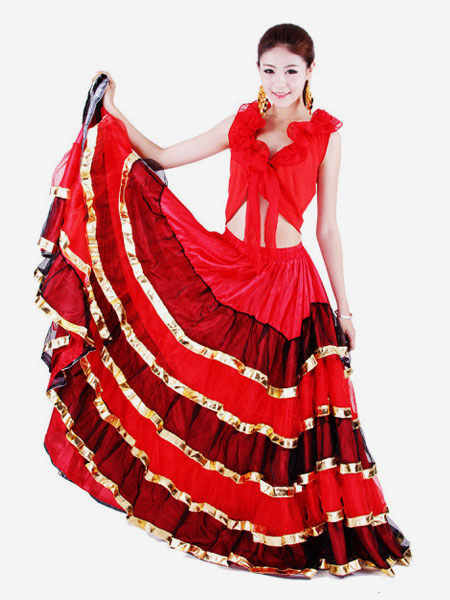 Costume Paso 2025 Doble Danse Espagnole Jupe Flamenco Bas De Danse Corrida Rouge Déguisements Halloween