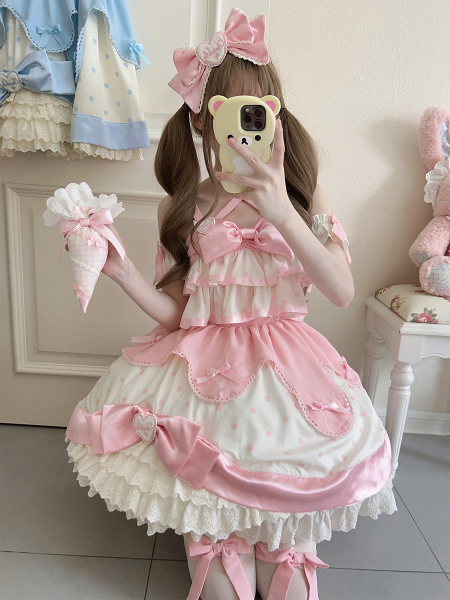 Robe Sweet Lolita en polyester sans manches robe Sweet Jumper Lolita