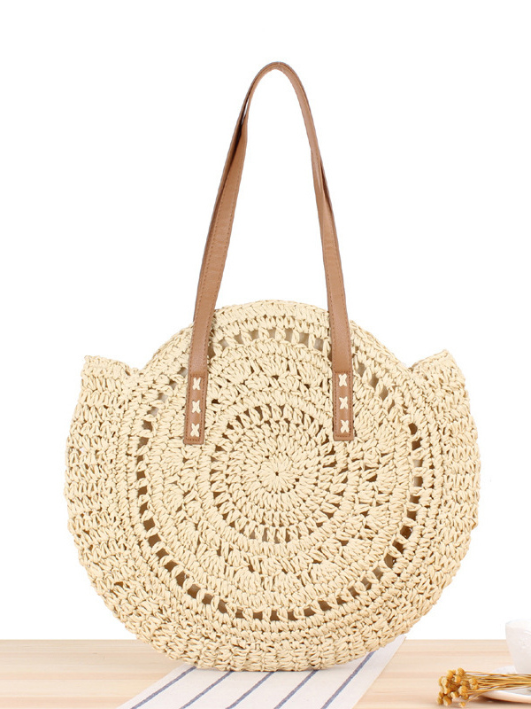 milanoo Round Hollow Shoulder Bag Paper Rope Woven Beach Bag For Women 2025