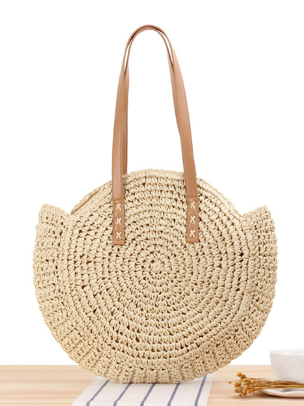 milanoo Round Shoulder Bag Paper Rope Woven Beach Bag For Women 2025