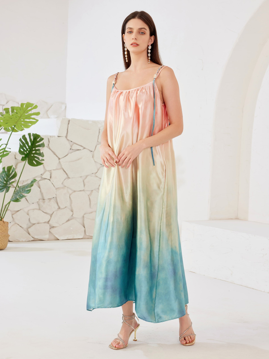 Robe longue d&#39;été à dégradé de couleurs pour femme 2025