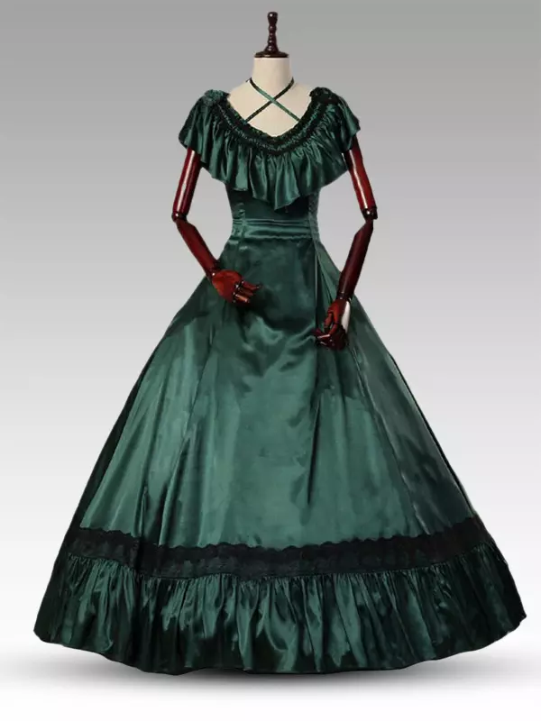 green tudor dress Tudor Rose Luxurious Colorful Corset Fit and Flare Wedding Dress main image 0