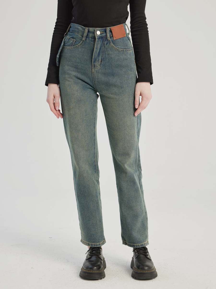 Jean droit vintage pantalon court décontracté pour femme 2025