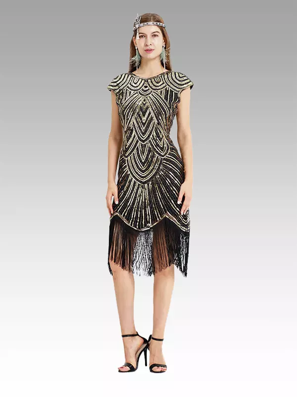 black gold flapper dress Vintage Inspired Womens Sequins 1920s Retro Costume Party Outfits Customized Red Short Prom xs small Regular Fit Color:Red/Black/White