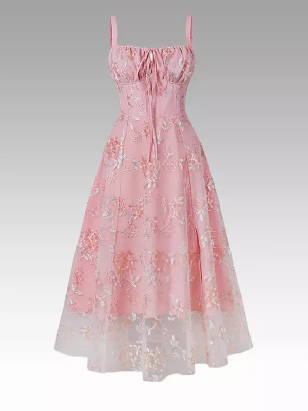 Vintage Inspired Pink Embroidered Retro Dress A-line 1950s Audrey Hepburn Style Midi Swing Dress For Women 2026 - Costumeslive.com Vintage Inspired Pink Embroidered Retro Dress A-line 1950s Audrey Hepburn Style Midi Swing Dress For Women 2026 - Costumeslive.com
