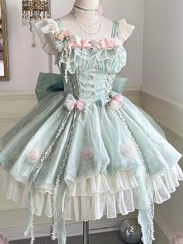 women's fairy dress Wardrobes by Chen Elegant Light Green Halter Neck Sleeveless long Fair –  GOOD GIRL REBEL main image 0