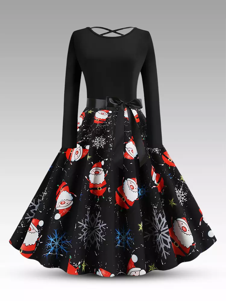 long sleeve rockabilly dress Wxolcjlv Little Girls Long Sleeve Dresses Square Neck Stretch Rockabilly Dress with Ruffle Hem